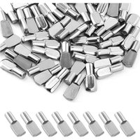 Pack of 100 Shelf Support Pegs for Furniture, Metal Pins and Dowels, Nickel Finish