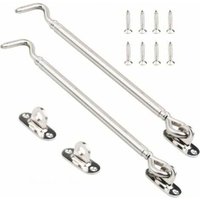 Pack of 2 Stainless Steel Cabin Hooks, Heavy Duty Gate Lock Shelter Latch, Swing Door Latch, Silent Window Fitting with Screws, 205 mm