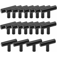 Pack of 20 Stainless Steel Kitchen Cabinet Handles t Shape - Drawer Bar, Cupboards, Doors, Furniture, Bathroom, Bedrooms Wardrobes - Black