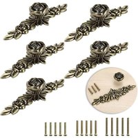 Pack of 5 leaf-shaped door handles, retro cabinet door knobs, for decorating drawers, dressers, cupboards, furniture, etc. (bronzed 14.5 cm) mumu