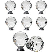 Pack of 8 Crystal Spherical Drawer Knobs, Door Knob Handle Shape Diameter 30mm Clear Crystal, Cabinet Knobs Mant Round Glass Knobs Decoration for