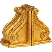 Pair of bookends in antique gold leaf finish wood Made in Italy