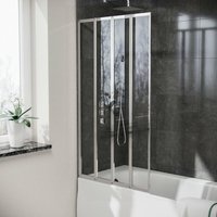 Nes Home - Parga 800 x 1400 mm 4 Fold Door Bath Shower Screen Chrome Frame