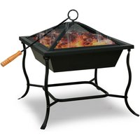 Gardebruk - Fire Bowl 45x45cm Angular Spark Grid Fire Pit Fire Basket Bowl