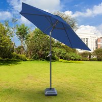 Patio Garden Parasol Outdoor Umbrella Crank Tilt with Parasol Weight Square Base 2.5m Blue