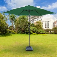 Patio Garden Parasol Outdoor Umbrella Crank Tilt with Parasol Weight Square Base 2.5m Green