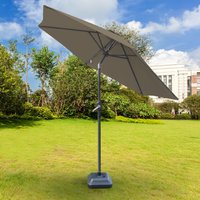 Patio Garden Parasol Outdoor Umbrella Crank Tilt with Parasol Weight Square Base 3m Brown