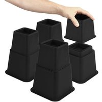 Pcs Adjustable Furniture Riser Feet (4 High, 4 Short) - Space-Saving Risers for Bed, Table and Sofa (8 to 20 cm) (Black)