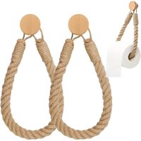pcs Self-Adhesive Toilet Paper Roll Holder, Toilet Paper Holder, Toilet Paper Stand, Bathroom Toilet Paper Holder, Wooden Rope Towel Ring, Rustic