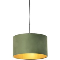 Pendant Light with Velvet Shade Green with Gold 35 cm - Combi