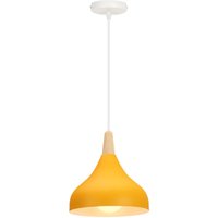 Pendant Light, Modern Chandelier with Wood Pattern, Simple Style Hanging Lighting Fixtures for Living Rooms Dining Room Kitchen Bedroom (Dark Yellow)