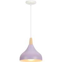 Pendant Light, Modern Chandelier with Wood Pattern, Simple Style Hanging Lighting Fixtures for Living Rooms Dining Room Kitchen Bedroom (Purple)