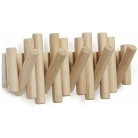 Perchero de pared con 5 ganchos, in natural wood, 37.1x16.5x4.4 cm,