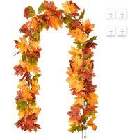 Tinor - Pieces Artificial Fall Leaves Garland, Maple Leaves Vine Artificial Maple Climbing Fake Hanging Plant for Autumn Wedding Party Fireplace and