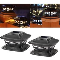 Pieces Outdoor Solar Hat Post Lights, Waterproof LED Post Lights, Suitable Decorative Fence Solar Streetlights (Cool White and Warm White)