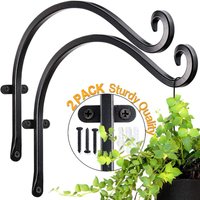 Pieces Plant Wall Bracket, Plant Hook, Wall Hanging Plant Hook, with 6 Screws, for Garden Lawn Light Flower Pot Bird Feeder Lantern Wind Chime (Black)