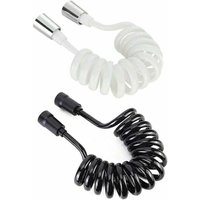 Pieces shower hose, 2 m telescopic flexible shower hose, with copper cap, retractable hose for shower, toilet and bidet, white (black, white)