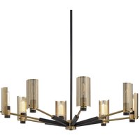 Pilsen 8 Light Chandelier Carb Black w Satin Nick Accents, Steel