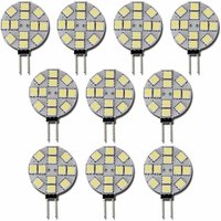Ulisem Pack Of 10 G4 Dc 12v Led Bulbs, Non-dimmable, 6000k White, Replacement For A 20w Halogen Bulb For Kitchen, Campervan, Caravan, Boat