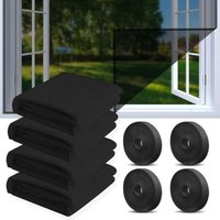 Enowelir Cuttable Window Mosquito Net With Adhesive Strips, Black Insect Net 130 X 150 Cm, 4 Pieces--dtekgaz
