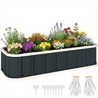 Raised Garden Bed, Galvanised Planter, 136 X 52 X 31 Cm, Dark Grey