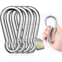 Heavy Duty Carabiner For Securing Loads, 4 Pcs M12 140mm X Φ12 Mm 304 Stainless Steel Carabiner, Large Stainless Steel Carabiner For Securing Loads With A 550kg Load Capacity