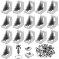 16 Pcs Angle Brackets For 20x20 Aluminum Profiles, Connector Support With Nuts And Screws, Corner Fixing Brackets For Profiles