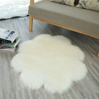 Faux Fur Rug With A Sheepskin Effect, Soft And Fluffy, Imitating Real Wool, Ideal For An Armchair Or Sofa (white, 90 X 90 Cm)