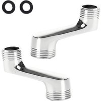 Set Of 2 Brass Shower Tap Adapters, 1/2" To 3/4" Connection, Adjustable (42 Mm Offset), With Black Sealing Ring For Watertight Installation Of Shower Taps And