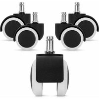 Office Chair Casters - Set Of 5 Chair Casters - Replacement Wheels 11/50 Mm - Silent Seat Base For Hard Floors - White