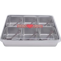 Divided Serving Tray With 6 Spoons 6 Compartments Large Capacity Divided Condiments Box For Fruit Stainless Steel