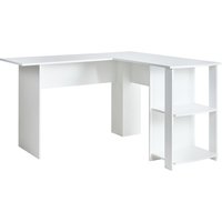 Beliani Corner Desk White Particle Board Modern With Open Shelves Storage Engineered Wood, Melamine, Holds Up To 70 Kg, 125 X 125 X 73 Cm, L-shaped Snyder