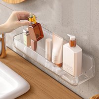 Acrylic Wall Mounted Shower Caddy, Clear, Large Size 12.8l X 3.6' W X 3.3' H, Acrylic Shelf, No Drilling Walls Adhesive Shelf, Bathroom Shelves With Self Adhesive Tape For Bathroom, Kitchen
