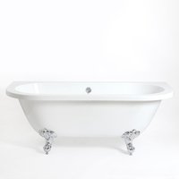 Milano Richmond White 1730mm X 780mm Bathroom Freestanding Roll Top Bath With Feet - Chrome Ball & Claw Feet