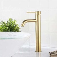 High-rise, Brushed Brass, Single-handle Kitchen Sink Faucet, Basin Mixer Tap, Hot And Cold Tap -