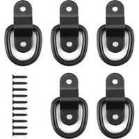 Pieces D-ring Tie-down Rings, Iron Fixing Ring For Straps, D-hook Tie-down, With Mounting Screws, For Truck, Boat, Car, Kayak And Heavy Loads (black)