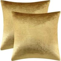 Square Gold Velvet Pillowcases – Set Of 2, 45 X 45 Cm, Elegant And Luxurious For Sofa Or Bedroom