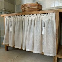 Vintage Sheer Short Kitchen Curtain French Country Style Curtain Voile Window Decoration Half Curtain For Closet (w X H 100x30cm, White) Guazhuni