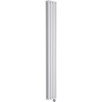 Milano - Aruba Slim Electric - Modern White Vertical Column Double Oval Panel Radiator - 1780mm X 236mm