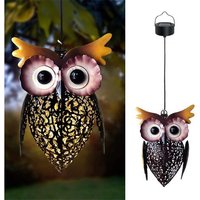 Hollow Led Solar Lantern Outdoor Hanging Vintage Cute Owl Metal Lanterns Waterproof Lamp For Garden Patio Porch Decor Gifts