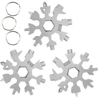 Snowflake Multi-tool 18 In 1, 3 Pcs Stainless Steel Snowflake Wrench, For Daily Travel Camping Adventure Multifunction Portable Mini Tools Christmas Gift (silver)