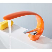 Ccykxa Bathroom Sink Faucets Brass Sink Mixer Tap Single Hole Vanity Crane Lavatory Art Sink Faucet-orange