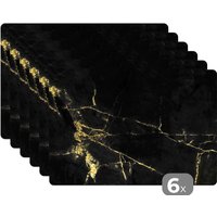 Placemat Set Of 6 - Marble - Black - Gold - Luxury 45x30 Cm