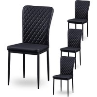 Ainpecca - Set Of 4 Faux Leather Dining Chairs High Back Kitchen Counter Chairs Home & Restaurants & Lounge Leisure & Living Room & Office(black,4pcs)