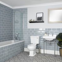 Milano Richmond White Single Ended Bath Ceramic Close Coupled Toilet Wc And Bathroom Basin Sink And Washstand - 3 Tap Hole Basin
