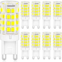 Pack Of 8 G9 Led Bulbs, Cool White 5w 6000k 500lm Equivalent To A 40w Halogen Bulb, 360° Beam Angle 220-240v, Non-dimmable, G9 Led Bulb For Living Rooms, Bedrooms, Hallways [class
