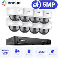 8ch Cctv Kit 4k Poe Nvr 8×5mp Camera Full Hd Ir Night Vision Waterproof Dome Camera Motion Detection Remote Monitoring Security System White - Annke