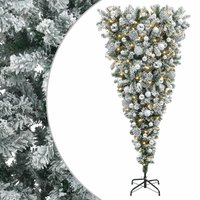 vidaXL Upside-down Artificial Hinged Christmas Tree 210 cm 300 LEDs - Green, Green