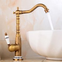 Vintage Lavatory Faucet Kitchen Sink Mixer Tap With Ceramic Handle 360° Swivel High Spout
