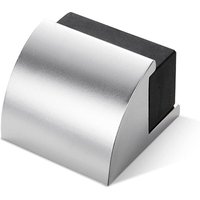 Black Rubber Door Stop, Modern Chrome Silver Door Stop, Solid Metal Door Stop, Wall Guard Door Stop With Bumper And Fixings, 1 Pack